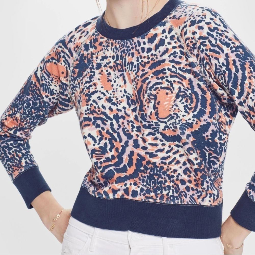 NWOT Mother Denim The Square Sweatshirt tiger animal print Cub Club M *N22